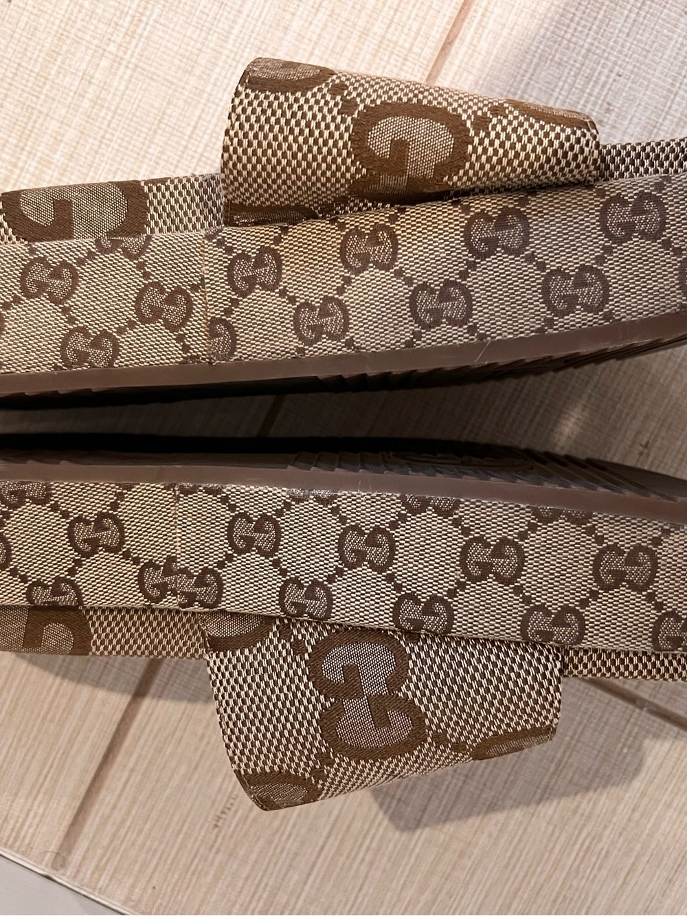 Gucci Brown Monogram Jacquard Slide Sandals - Picture 2 of 3